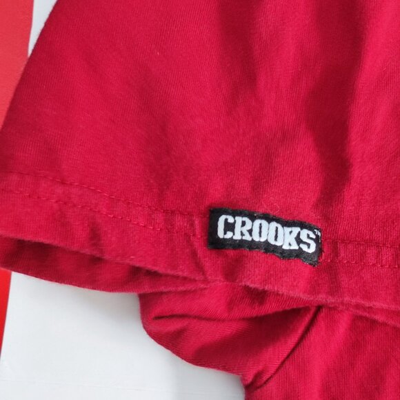 Crooks & Castles short sleeve T-shirt burgundy with graphic design men's size L - Picture 5 of 8